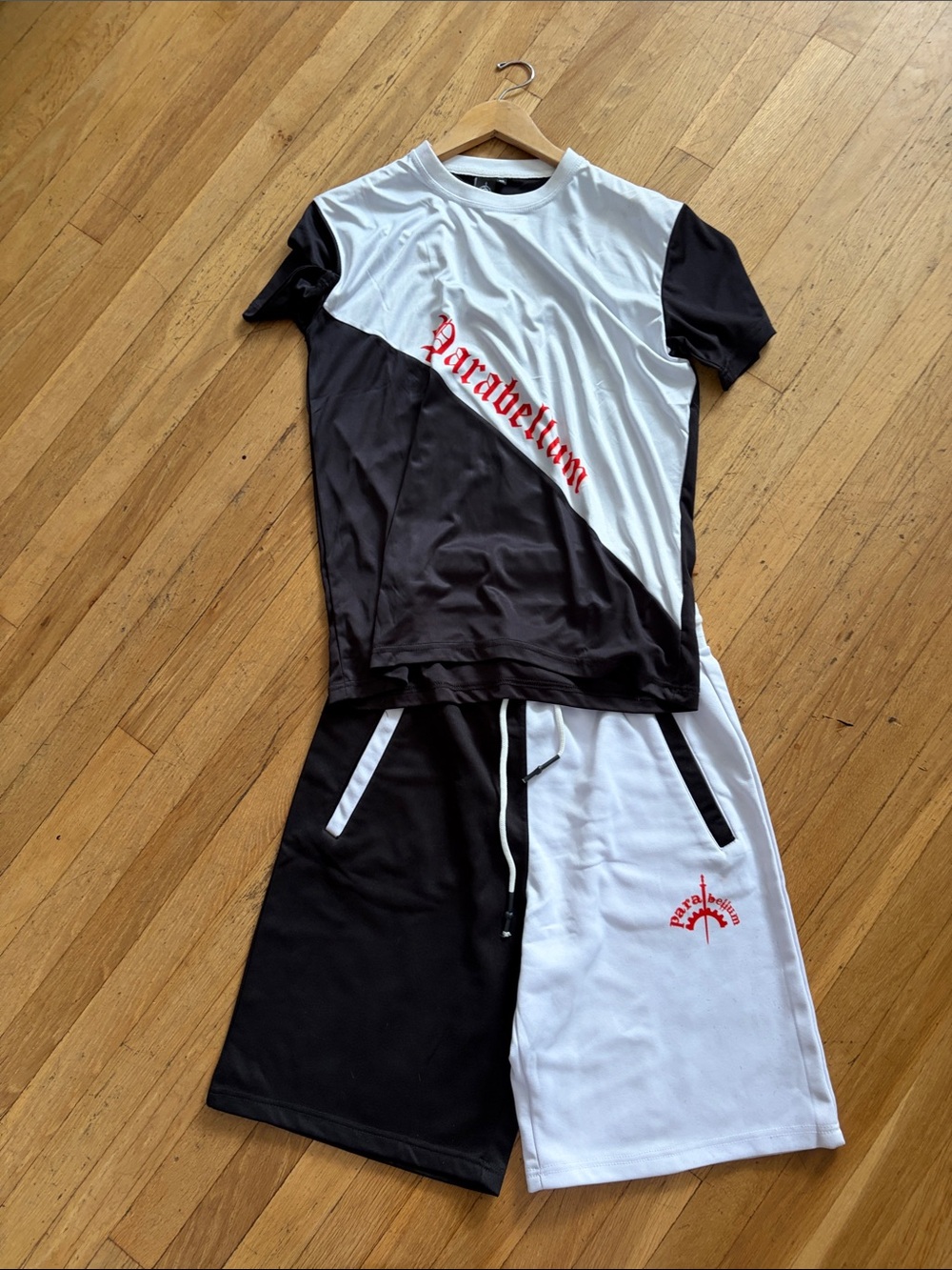 Parabellum Two-Tone Athletic Tee & Shorts Set - Black & White